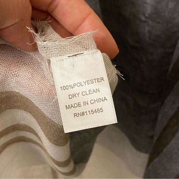 Tan beige gray plaid gauze semi sheer lightweight muslin scarf wrap 80x32 - Picture 8 of 8